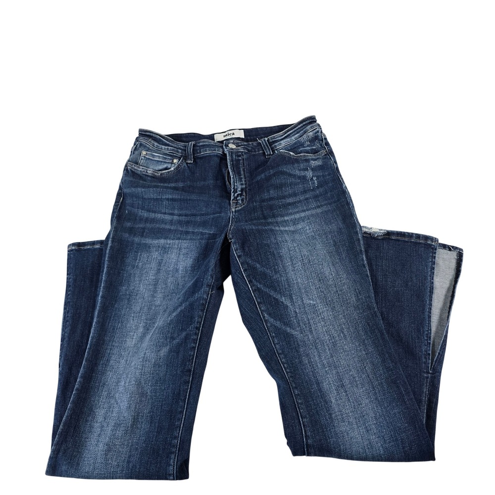 Mica Denim Womens Dark Wash Distressed Flare Jeans Blue MDP-F249 Size 31